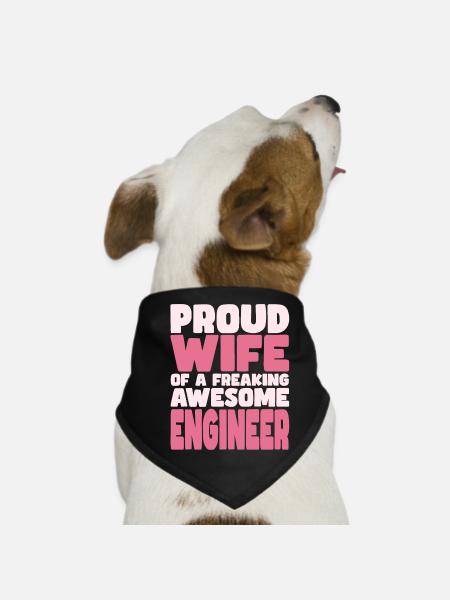 Stolze Ehefrau Eines Verdammt Guten Ingenieurs - Hunde-Bandana - Schwarz - Vorne