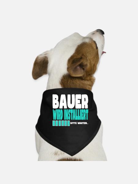Bauer wird installiert - Hunde-Bandana - Schwarz - Vorne