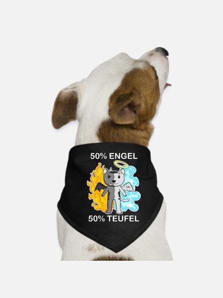 Katze Katzenrasse Burmilla - Engel und Teufel - Hunde-Bandana - Schwarz - Vorne