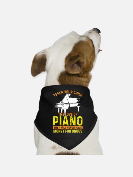 Die Liebe Zum Klavier - Hunde-Bandana - Schwarz - Vorne