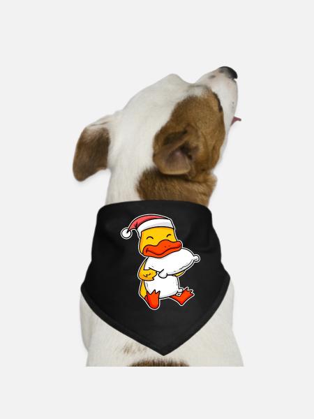 Duck Christmas Sleep Sleep Sleep - Dog Bandana - black - Front