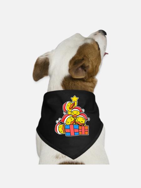 Christmas Christmas Tree Duck Ducks - Dog Bandana - black - Front