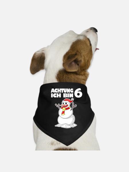 6.Geburtstag 6 Jahre alt Schneemann Geschenk - Hunde-Bandana - Schwarz - Vorne
