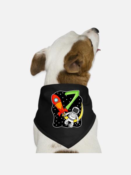 7e anniversaire - 7 ans Jeune astronaute - Bandana pour chien - noir - Devant