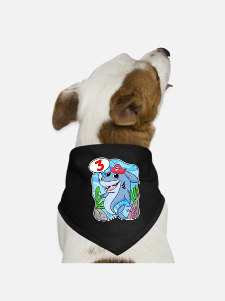 3 Jahre alt - 3. Geburtstag mit Tier Motiv - Hunde-Bandana - Schwarz - Vorne