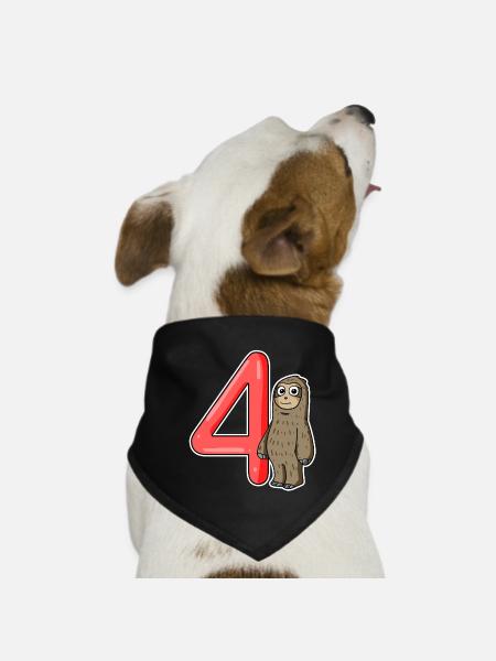 4 ans - 4ème anniversaire avec motif animal - Bandana pour chien - noir - Devant