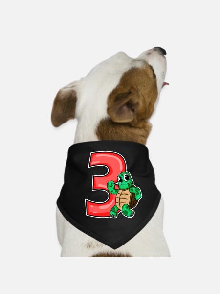 3 Jahre alt - 3. Geburtstag mit Tier Motiv - Hunde-Bandana - Schwarz - Vorne