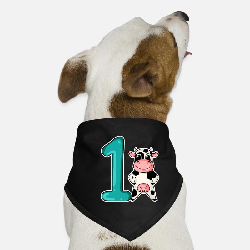 1 Jahr alt - Einschulung - Kuh Motiv Hunde-Bandana