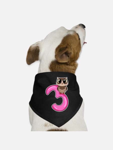 3 Jahre alt - 3. Geburtstag mit Tier Motiv - Hunde-Bandana - Schwarz - Vorne