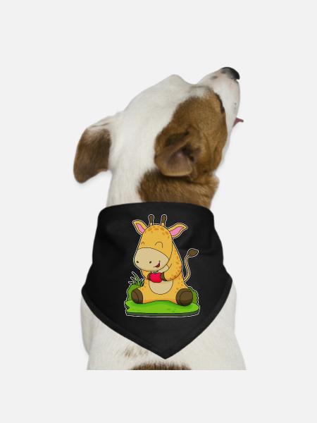 Giraffe Apfel  - Hunde-Bandana - Schwarz - Vorne