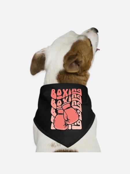 Rosa Boxhandschuhe - Hunde-Bandana - Schwarz - Vorne
