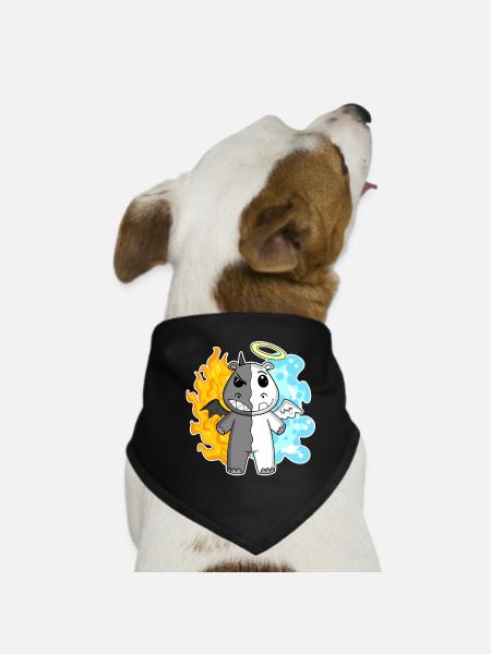 Hippo - Angel and Devil - Dog Bandana - black