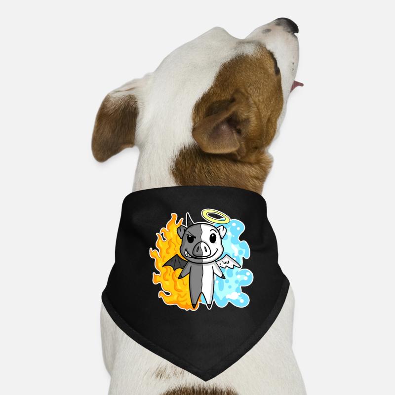 Schwein - Engel und Teufel - Hunde-Bandana - Schwarz