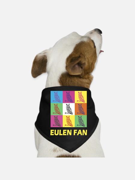 Eulen Fan Design - Hunde-Bandana - Schwarz - Vorne