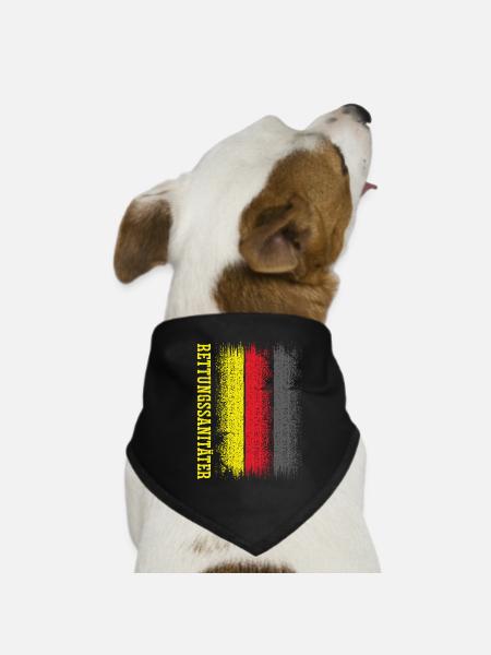 Deutscher Rettungssanitäter - Hunde-Bandana - Schwarz - Vorne