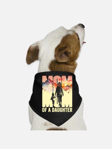 Mère avec une fille Fête des mères Montagnes Maman Enfant - Bandana pour chien - noir - Devant