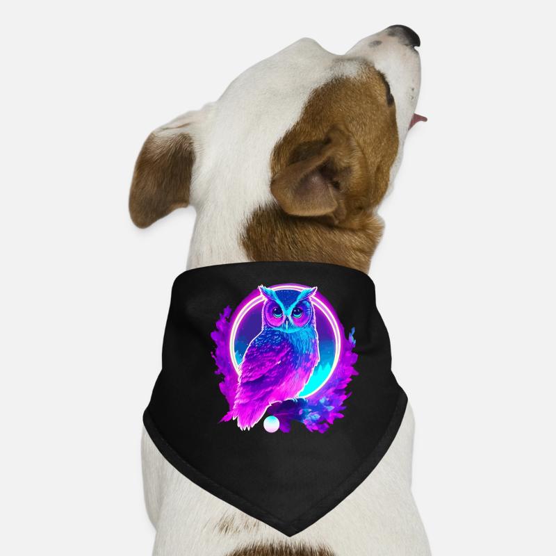 Eule Neon Moon Synthwave Hunde-Bandana