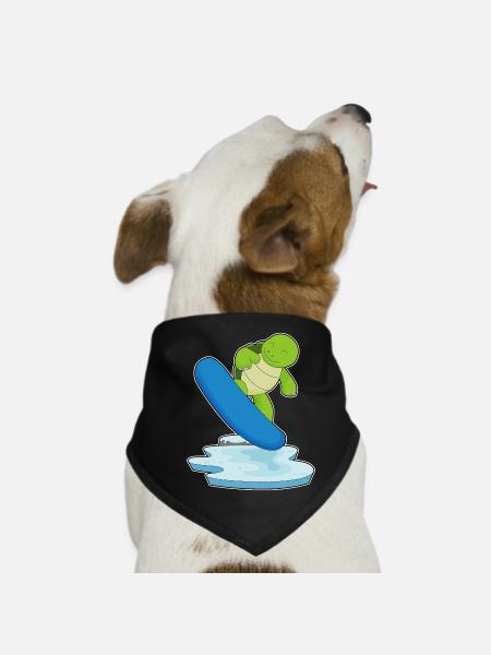 Turtle Snowboarder Snowboard - Bandana pour chien - noir - Devant