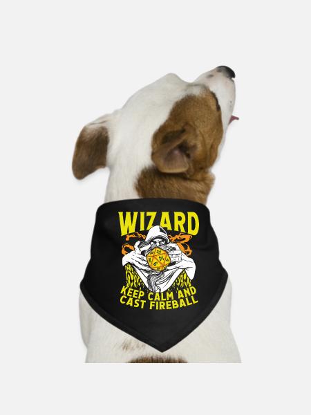 Wizard casts fireball - Dog Bandana - black - Front