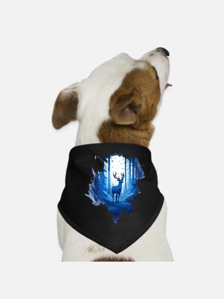 Deer in the woods - Dog Bandana - black - Front