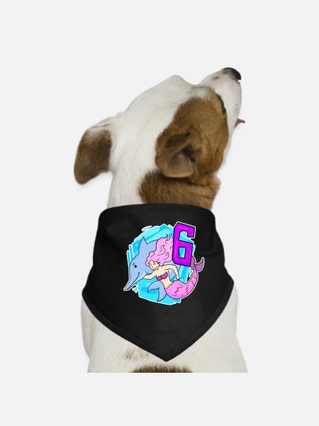Girl - 6th Birthday Mermaid - Daughter - Dog Bandana - black - Front
