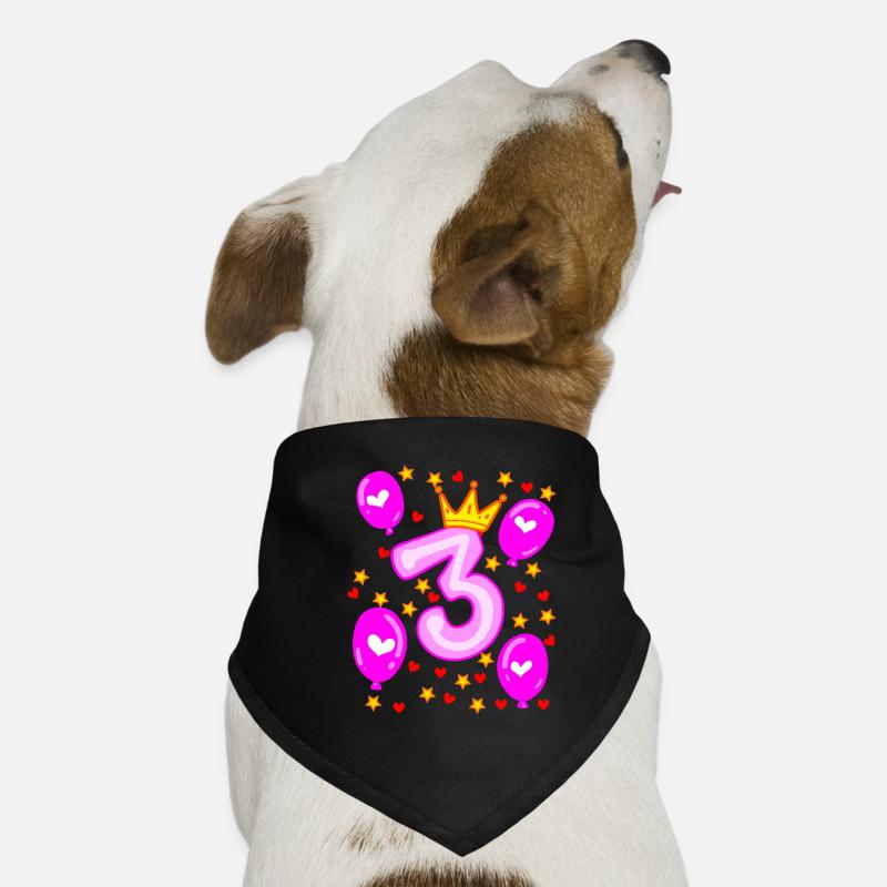 3. Geburtstag Mädchen Luftballons Krone Sterne Hunde-Bandana