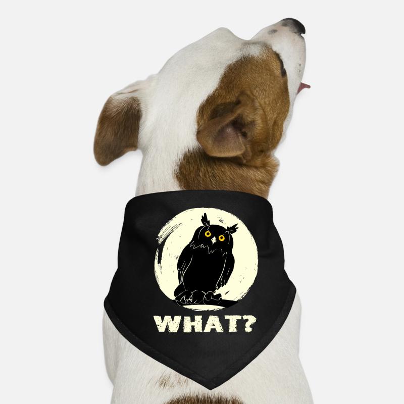 Eule fragt skeptisch What? Lustiger Eulen Spruch - Hunde-Bandana - Schwarz