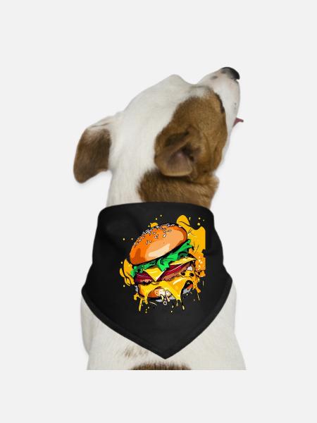 Burger au fromage supplémentaire Cheeseburge - Bandana pour chien - noir - Devant