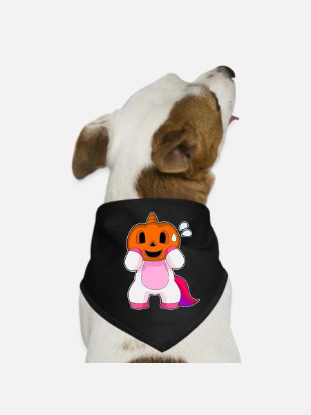 Einhorn Halloween Kübis - Hunde-Bandana - Schwarz - Vorne
