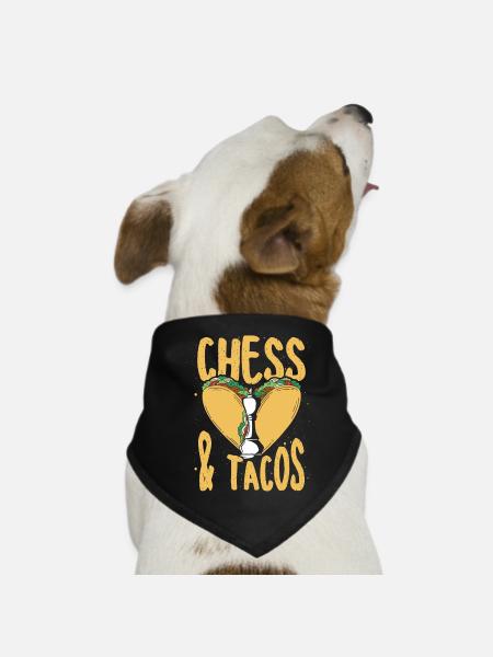 Schach Und Tacos - Hunde-Bandana - Schwarz - Vorne