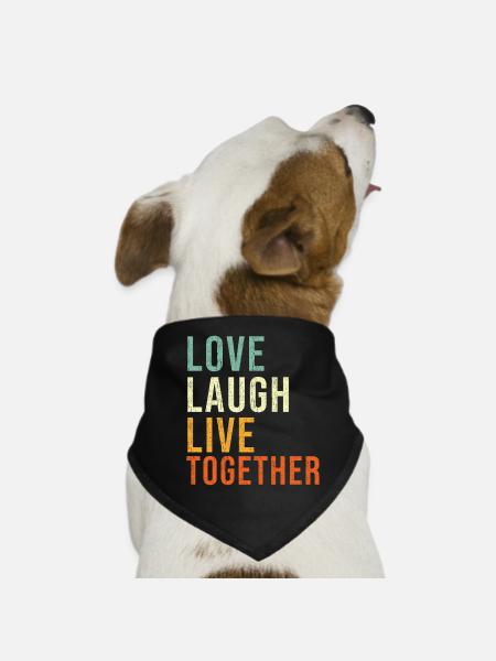 Liebe Lachen Zusammen leben Inspiration Zitat Familie - Hunde-Bandana - Schwarz - Vorne