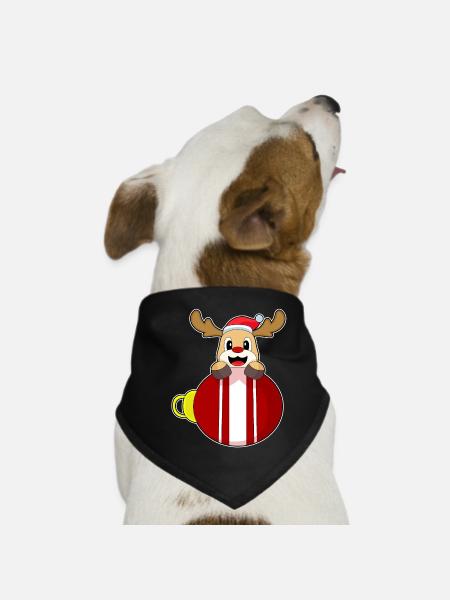 Reindeer Christmas Christmas Ball - Dog Bandana - black - Front