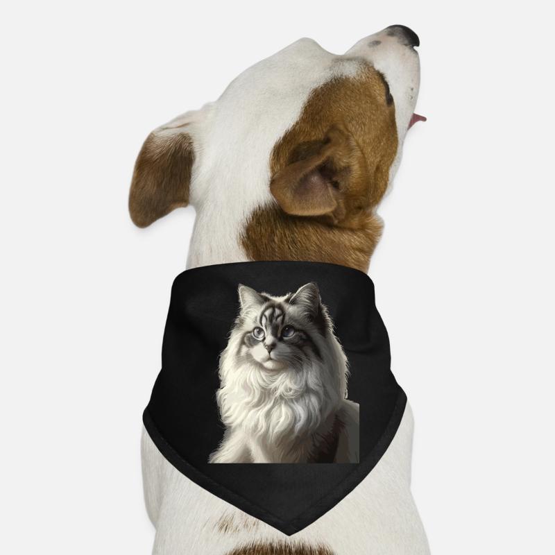 Fluffy Cat Face Portrait Dog Bandana