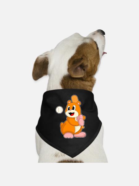 Hamster Baseball Baseball Bat Sport - Dog Bandana - black - Front