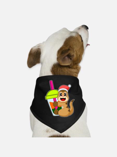 Thé à bulles de Noël suricate - Bandana pour chien - noir - Devant
