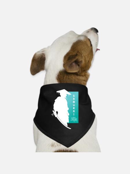 Samurai Blume Krieger Seelenfrieden Kunst - Hunde-Bandana - Schwarz - Vorne