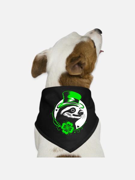 Faultier St Patricks Day mit Klee und Hut - Hunde-Bandana - Schwarz - Vorne