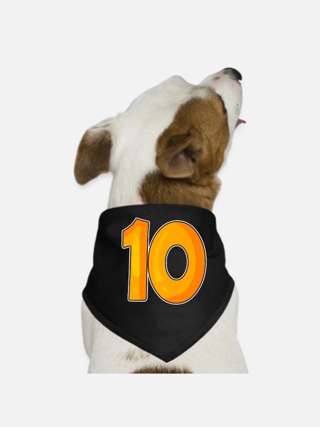 Dix numéros 10 Nombre - Bandana pour chien - noir - Devant