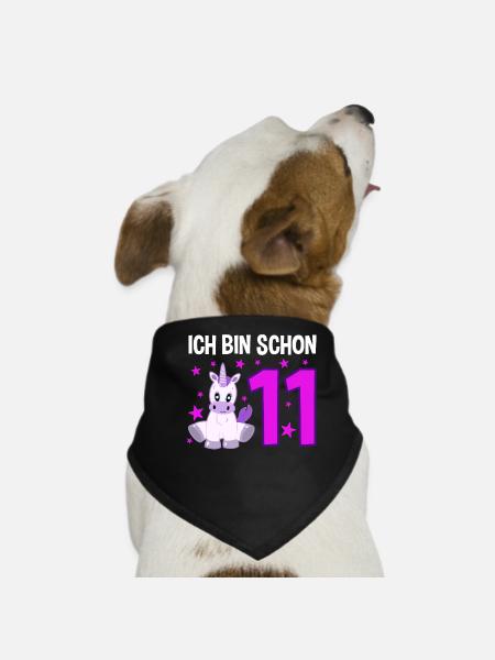 Einhornzauber 11 Jahre Glücksstern - Hunde-Bandana - Schwarz - Vorne