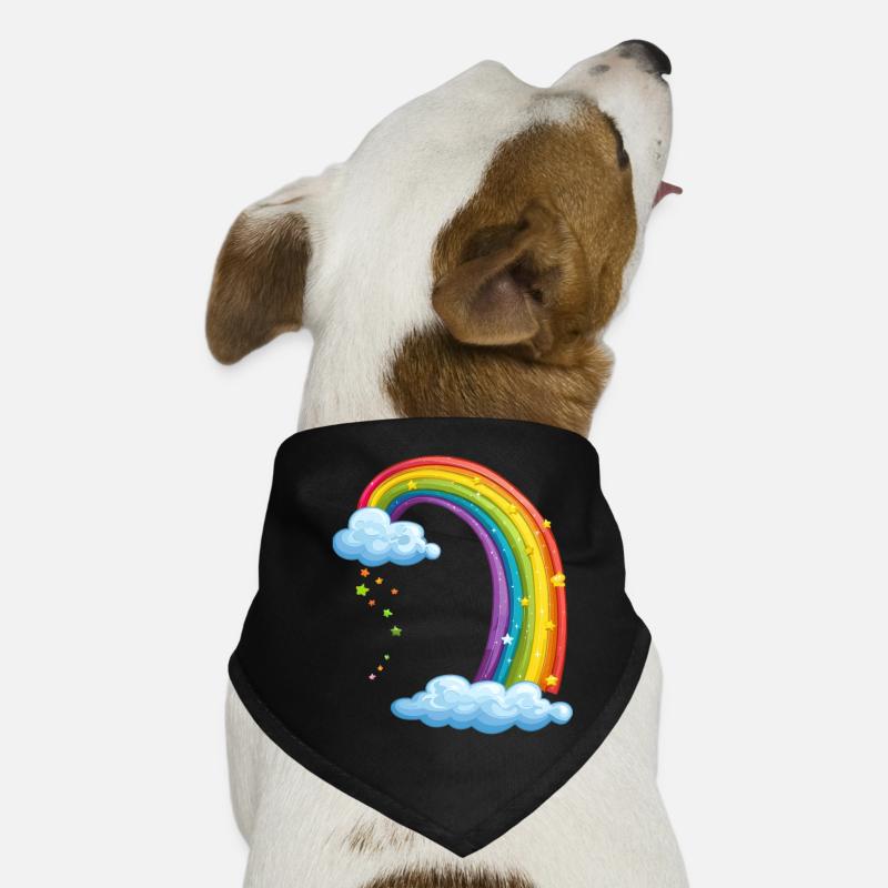 Colorful Rainbow With Clouds Drawing Dog Bandana