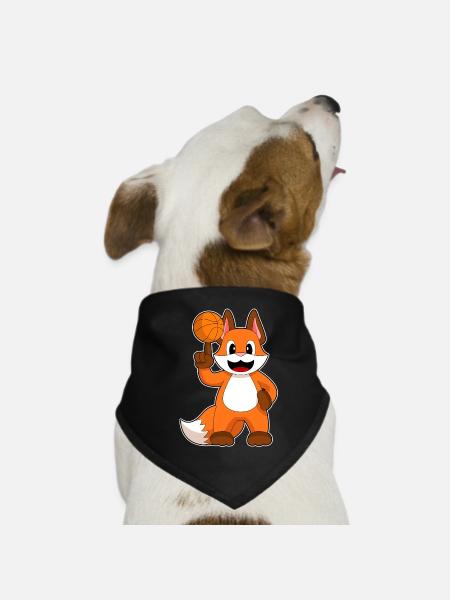 Fox Basketball Player Basketball Sports - Dog Bandana - black - Front