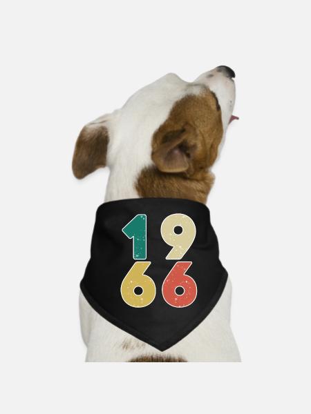 1966 - Jahrgang 1966 - Baujahr 1966 - Hunde-Bandana - Schwarz - Vorne