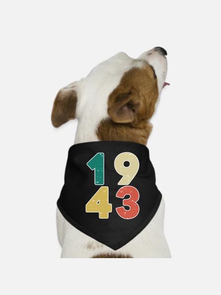 1943 - Born 1943 - Built in 1943 - Dog Bandana - black - Front