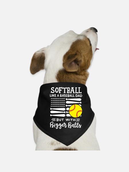 Softball Softball Papa - Hunde-Bandana - Schwarz - Vorne