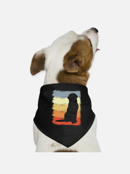 Hund Zeichnung Vintage Look - Hunde-Bandana - Schwarz - Vorne