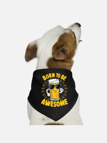 Bier Spruch Born to be Awesome - Hunde-Bandana - Schwarz - Vorne