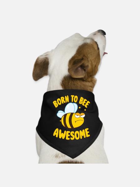 Biene Spruch Born to Bee Awesome - Hunde-Bandana - Schwarz