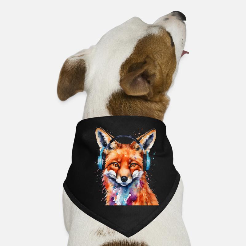 Fuchs Kopfhörer Musik Bunt Tier Design Print Hunde-Bandana