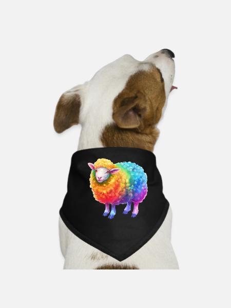 Regenbogenschaf Farmtier für Tierliebhaber - Hunde-Bandana - Schwarz - Vorne
