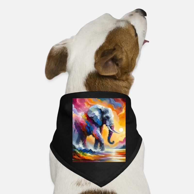 Vibrant Elephant Splash Colorful Sunrise Fantasy Dog Bandana